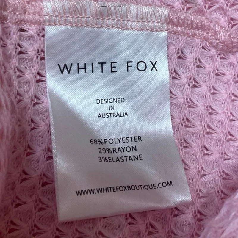 NEW White Fox Pink Crochet Ruffle Tie Front Peplum Crop Top & Mini Shorts Set XS - Image 6