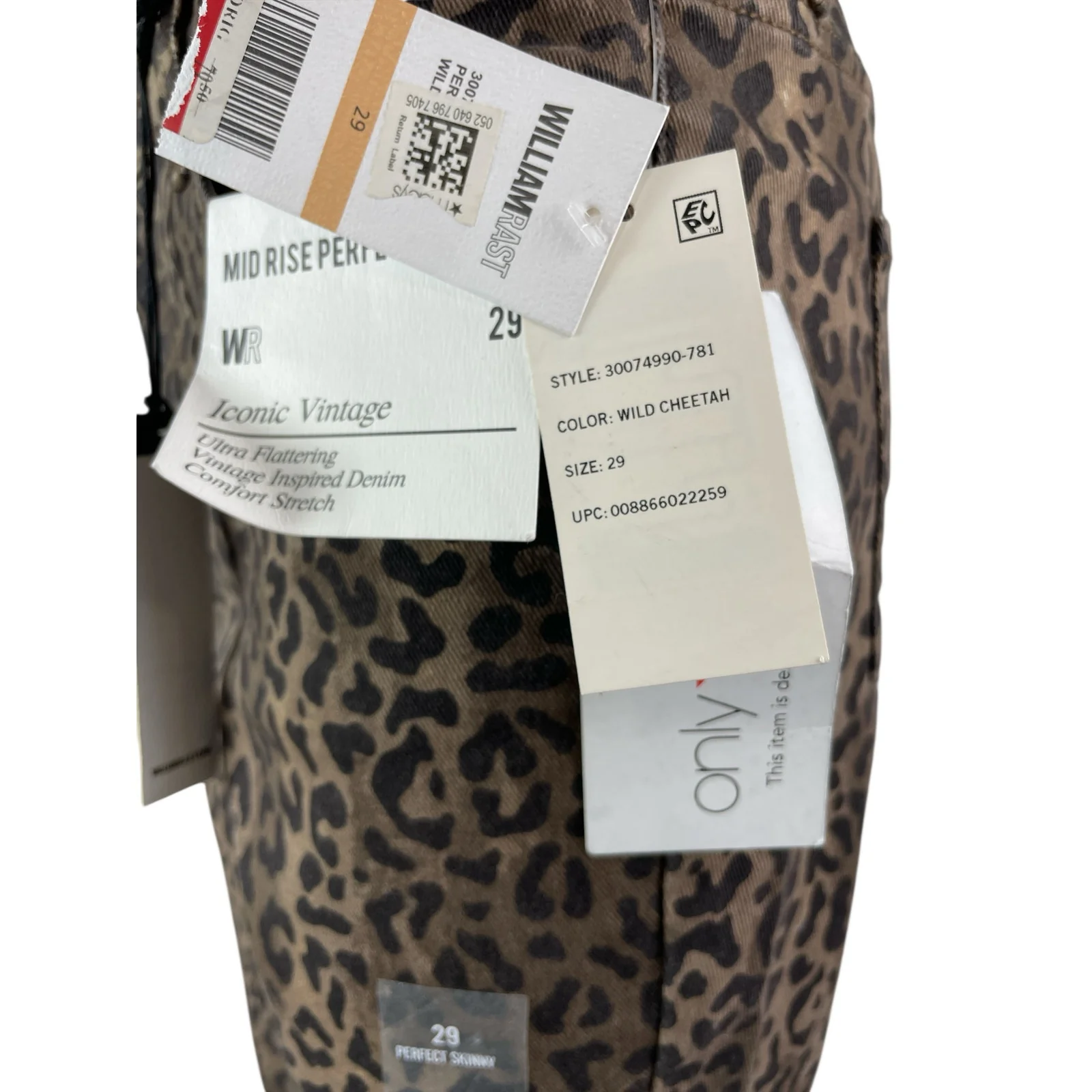 NEW William Rast Wild Cheetah Leopard Beige High Rise Skinny Denim Jeans Size 29 - Image 3