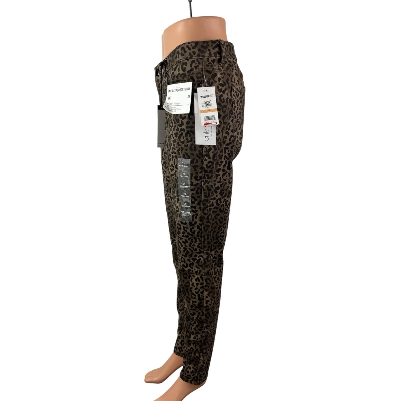 NEW William Rast Wild Cheetah Leopard Beige High Rise Skinny Denim Jeans Size 29 - Image 4