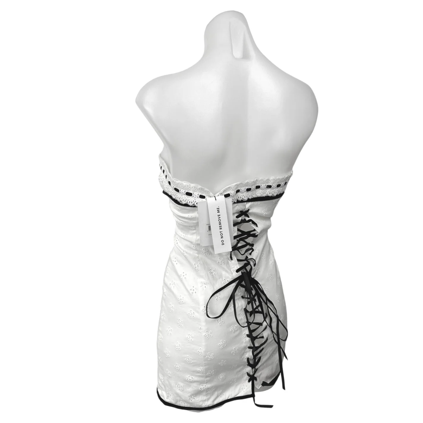 NEW With Jean Sabrin White Embroidery Strapless Sleeveless Mini Corset Dress XXS - Image 2