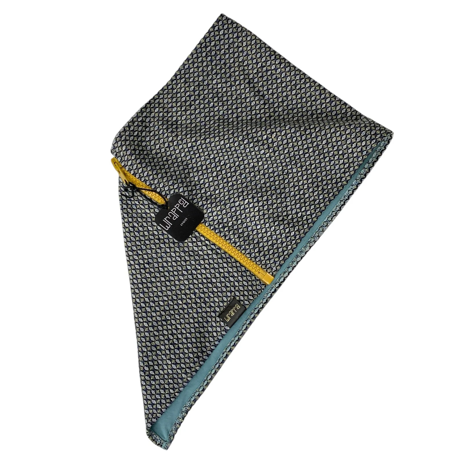 NEW Wrapped Mens Gray Textured Knit Zip Up Neckroll Triangle Wrap Scarf One Size - Image 2