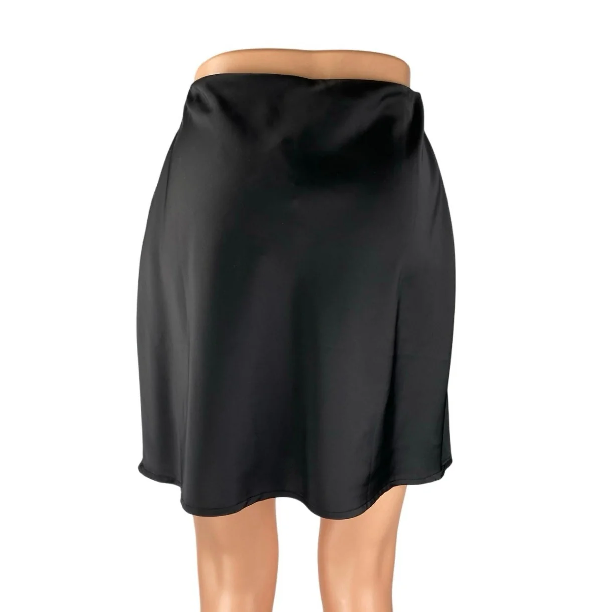 NEW Y.A.S Women's Black Silky Satin High Waisted Mini Flare A-Line Skirt Size XS - Image 3