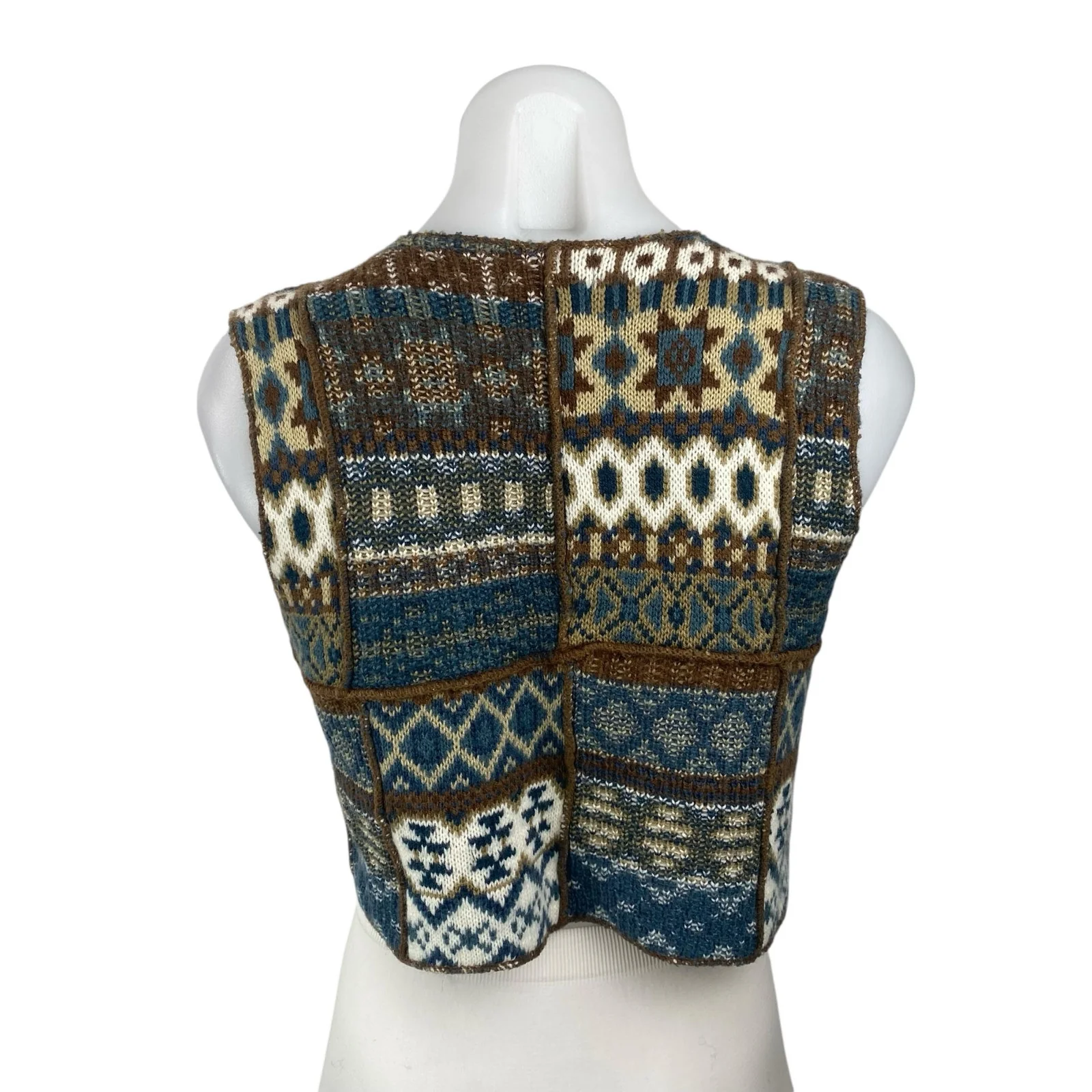 New York Style Multicolor Knit Argyle Geometric Sleeveless Sweater Vest Top Sz M - Image 4
