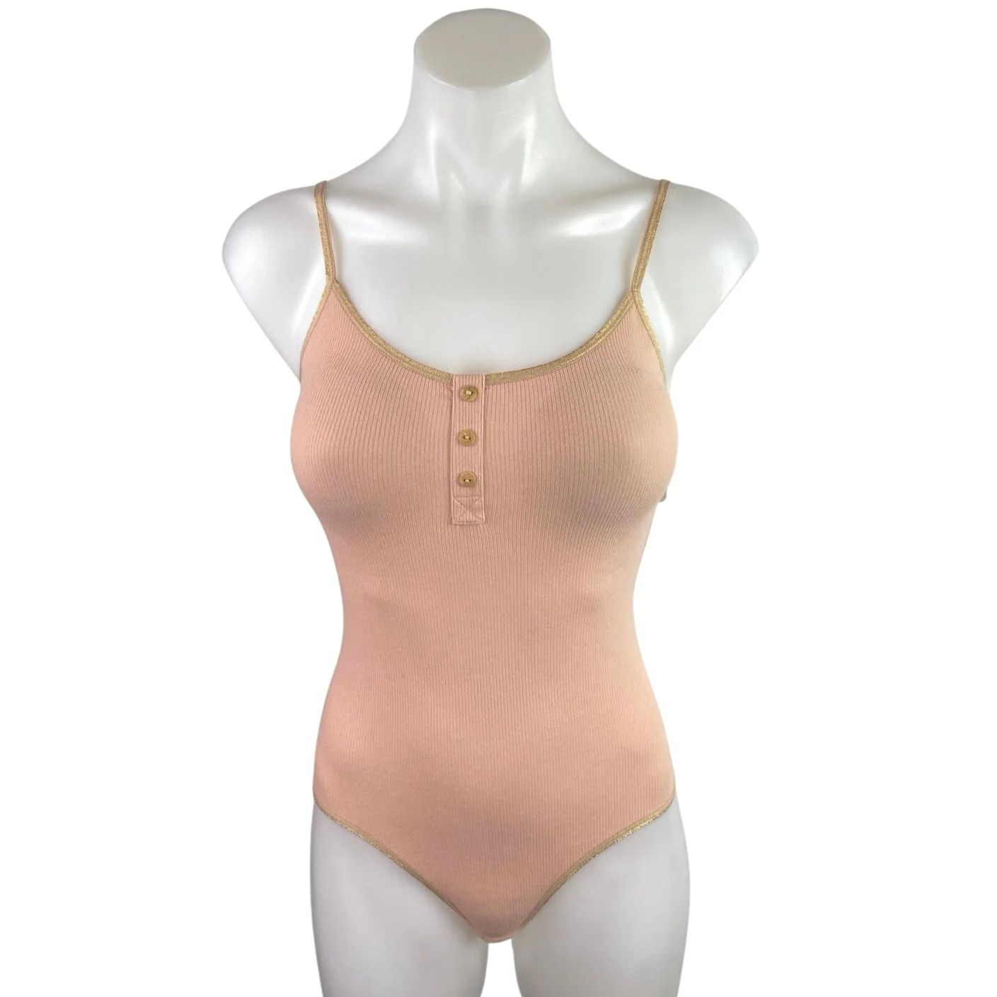 NEW YSE Pink Rib Knit Sleeveless Henley Button Cami Camisole Bodysuit Tank Top 6