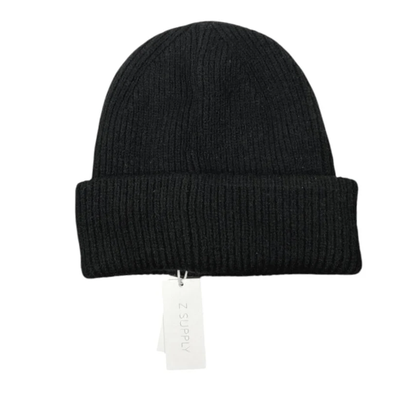 NEW Z Supply Women's Black Rib Knit Regular Fit Snow Cap Beanie Hat Sz One Size