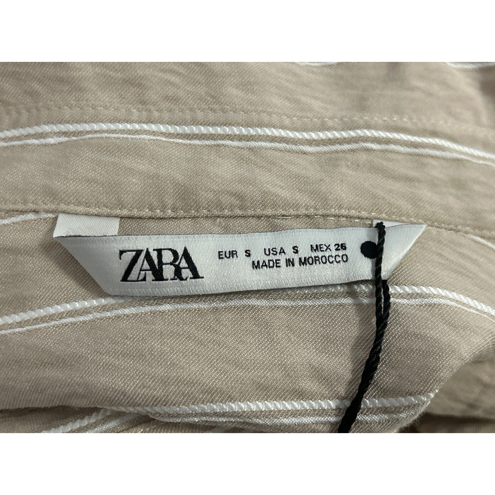 NEW Zara Beige White Striped Long Sleeve Button Down Blouse Shirt Top Size S - Image 3