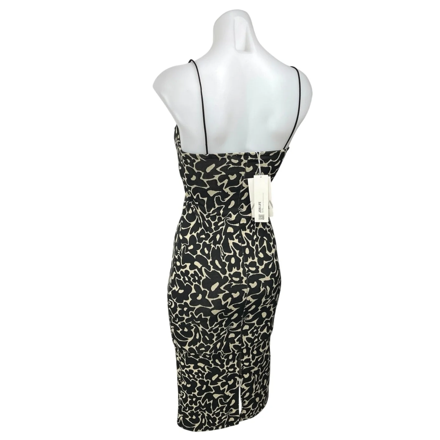 NEW Zara Black Floral Jacquard Sleeveless Cami Camisole Midi Tank Pencil Dress S - Image 2