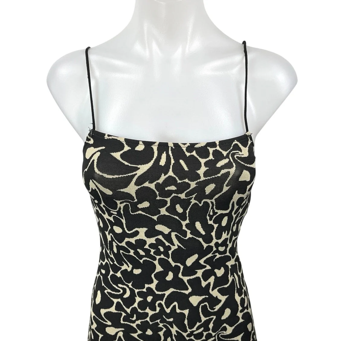 NEW Zara Black Floral Jacquard Sleeveless Cami Camisole Midi Tank Pencil Dress S - Image 3