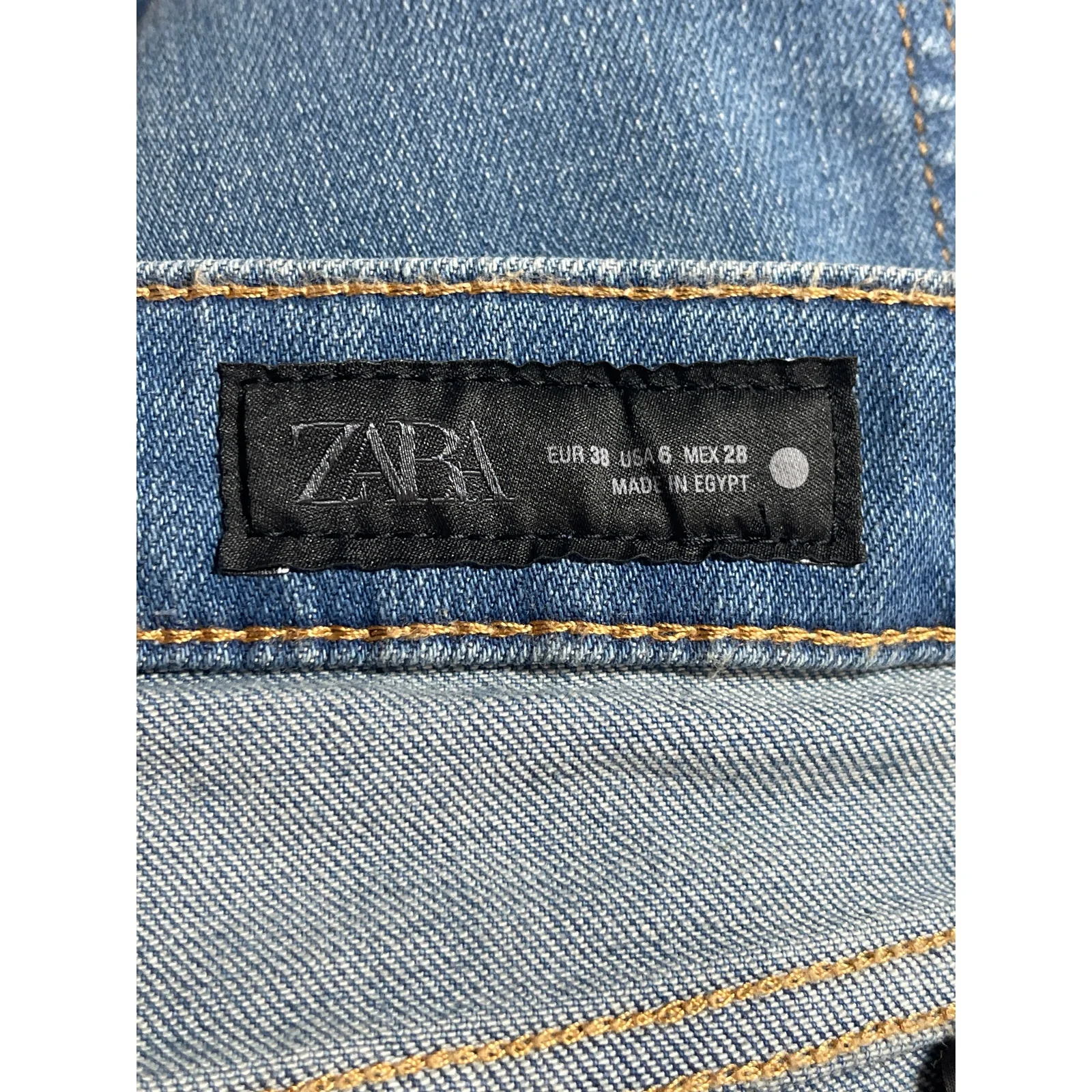 NEW Zara Blue High Rise Cropped Baggy Trouser Wide Leg Denim Jeans Pants Size 6 - Image 4