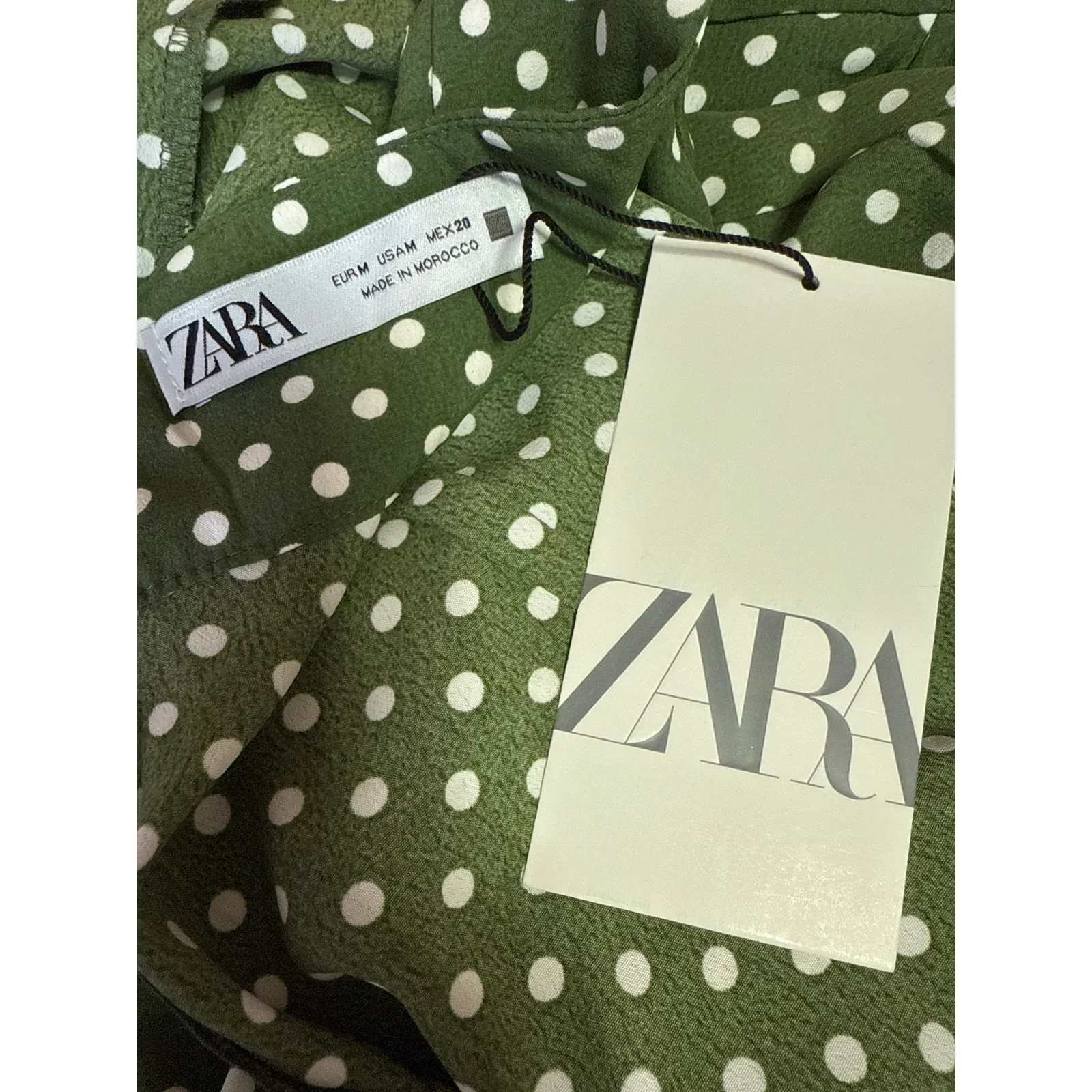 NEW Zara Green Polka Dots Sleeveless Cami Camisole Midi Tank Wrap Dress Size M - Image 5