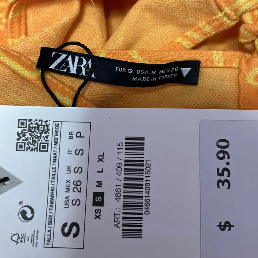 NEW Zara Orange Halter Printed Cutout Tie Hem Sleeveless Crop Top Size S - Image 4