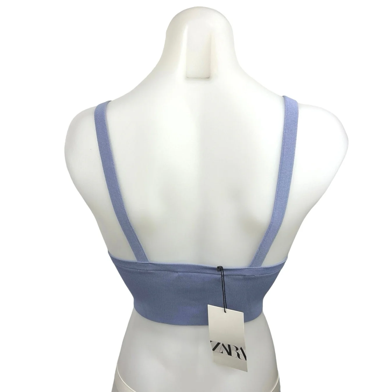 NEW Zara Purple Ribbed Sleeveless V-Neck Stretch Knitted Cropped Bra Tank Top S - Image 2