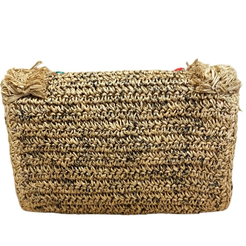 NEW Zara Raffia-Effect Beige Tan Strawberry Crossbody Boho Basket HandBag OS - Image 2