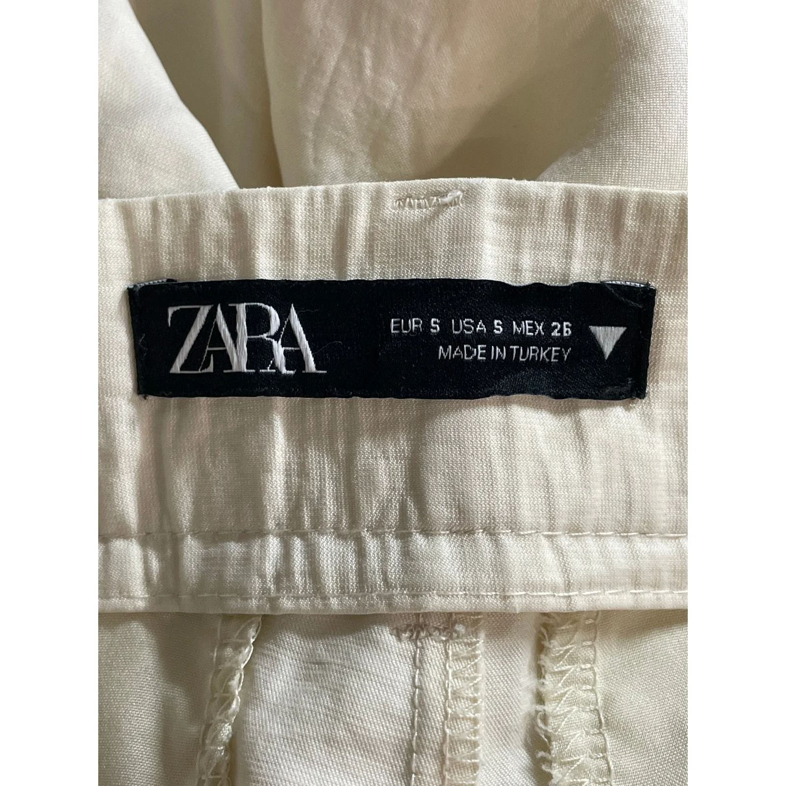 NEW Zara Women's Beige High Waisted Straight Leg Trousers Dress Pants Size S - Image 5