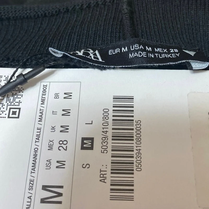 NEW Zara Women's Black Mock Neck Short Sleeve Knit Mini Shift Sweater Dress Sz M - Image 3