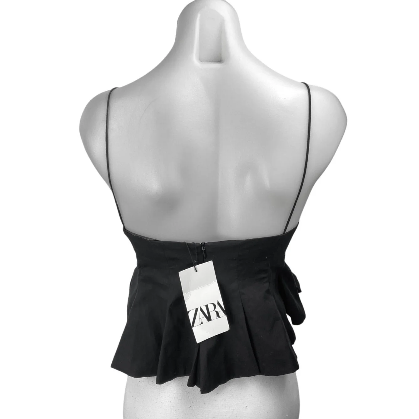 NEW Zara Women's Black Sleeveless Cami Camisole Tank Peplum Crop Top Size XS - Image 2