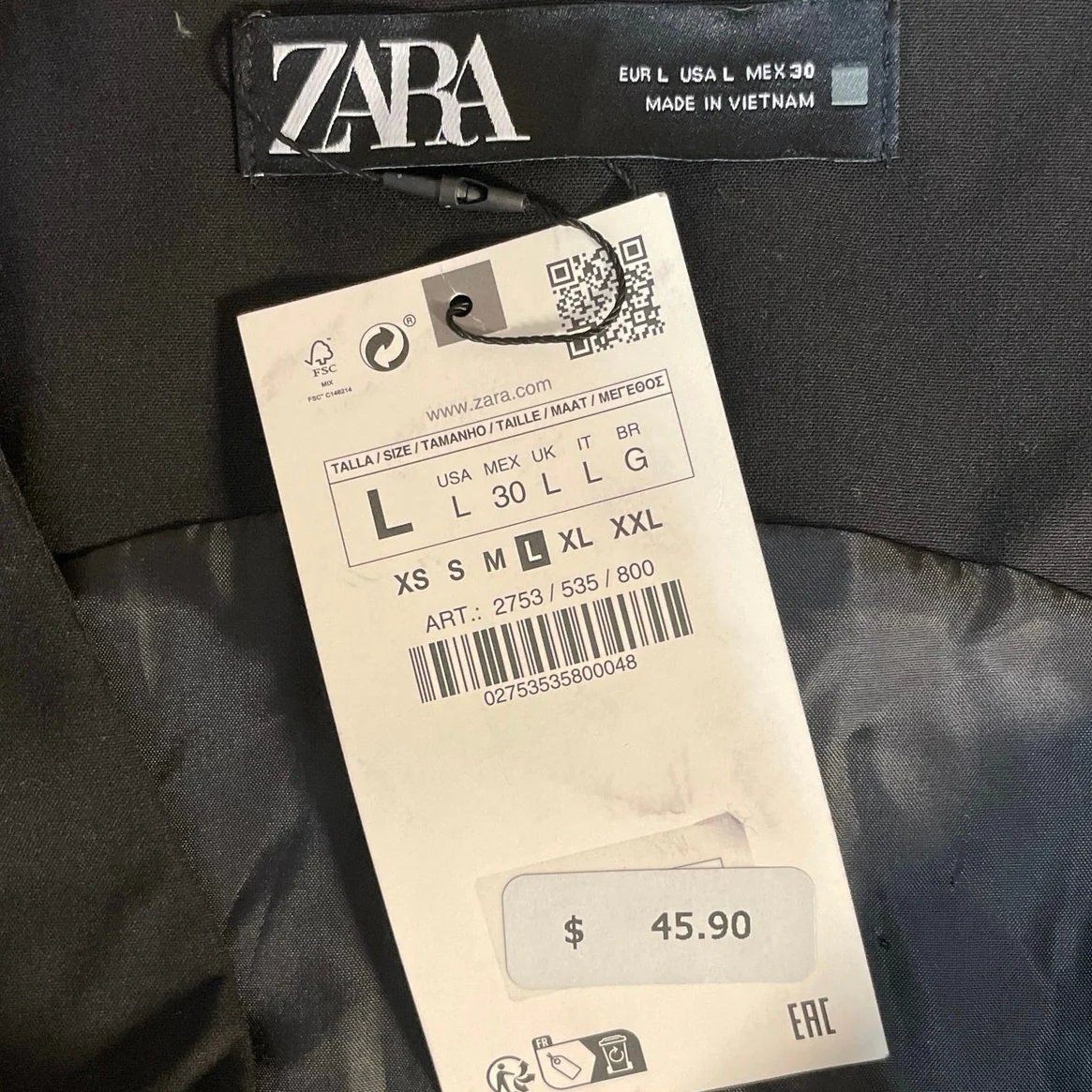 NEW Zara Women's Black Sleeveless V Neck Button Down Cropped Vest Top Size L - Image 4