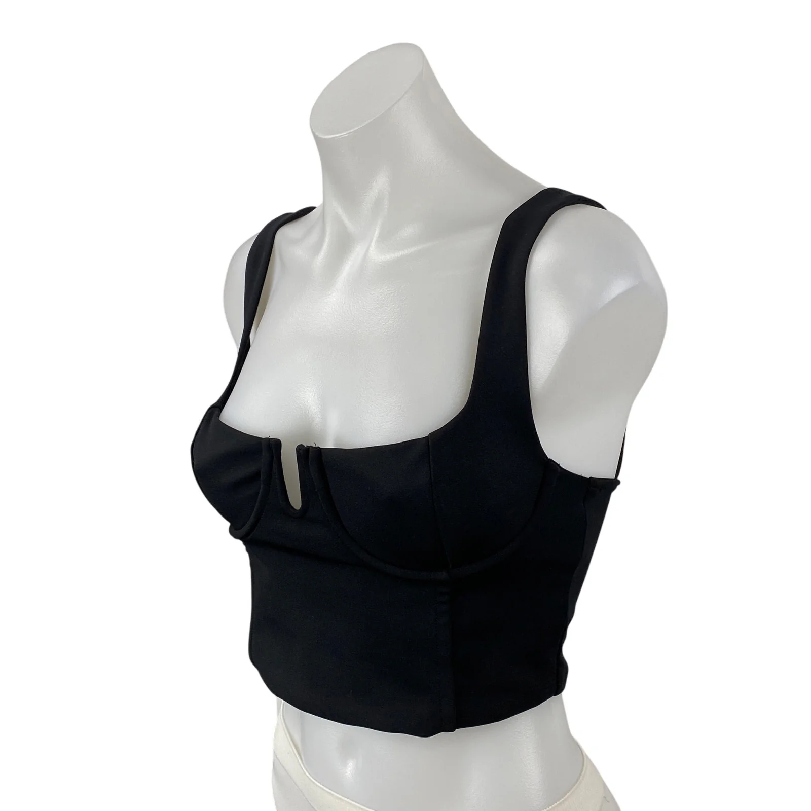 NEW Zara Women's Black Square Neck Notch Sleeveless Cami Tank Crop Top Size S - Image 2