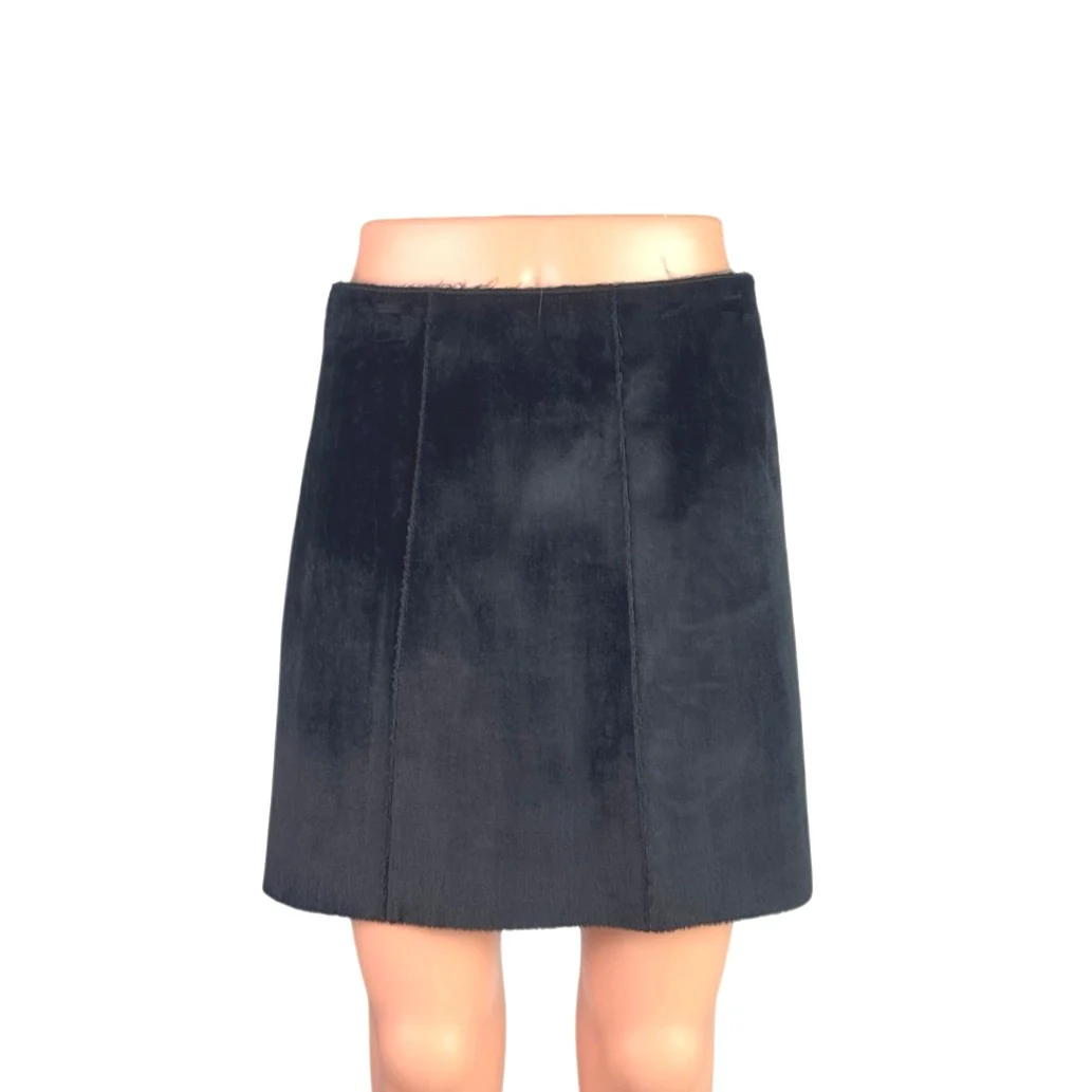 NEW Zara Women's Black Suede Faux Leather High Waist A Line Mini Skirt Size S
