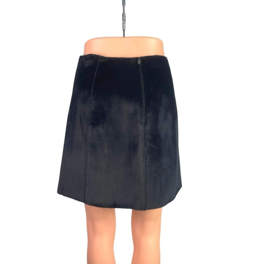 NEW Zara Women's Black Suede Faux Leather High Waist A Line Mini Skirt Size S - Image 3