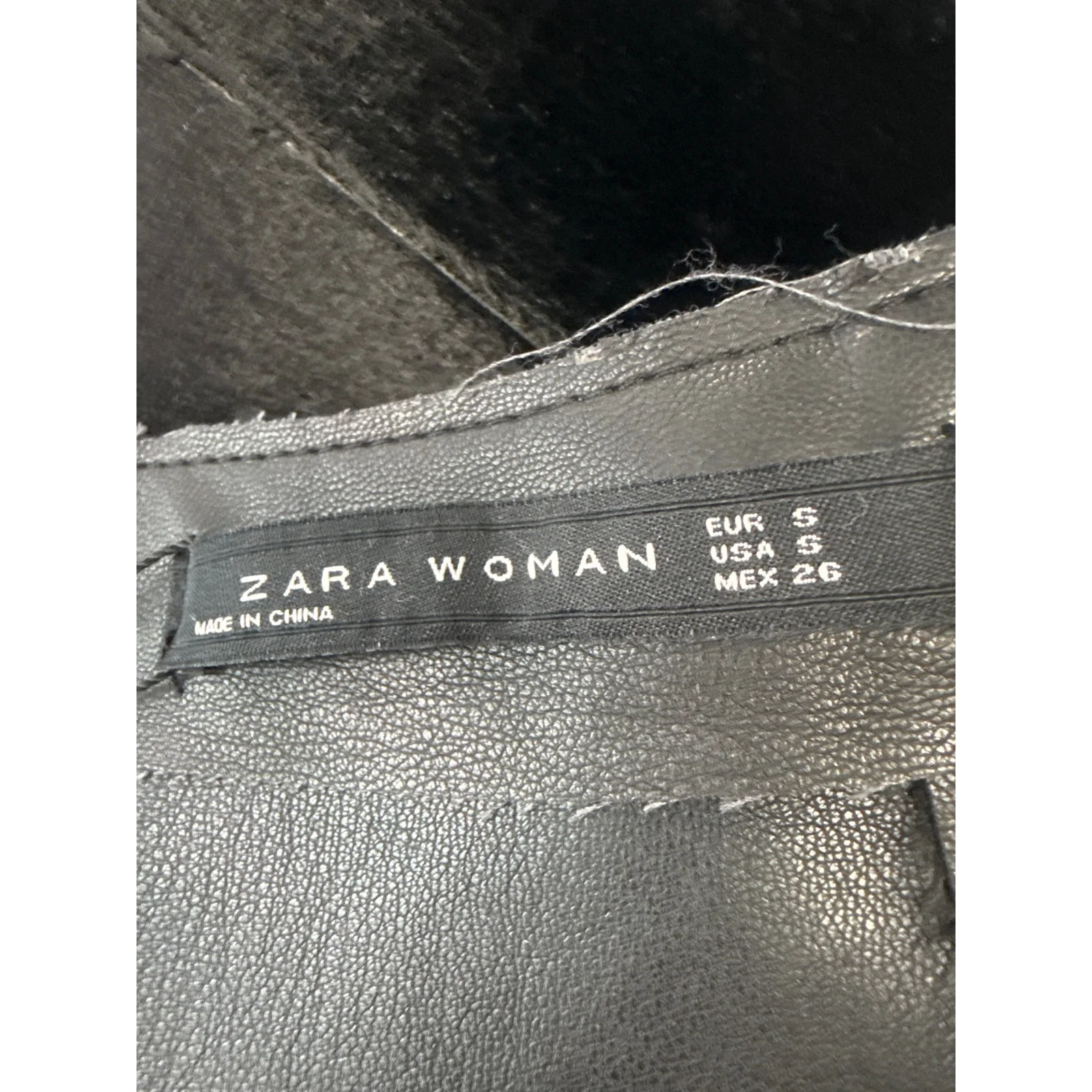 NEW Zara Women's Black Suede Faux Leather High Waist A Line Mini Skirt Size S - Image 4