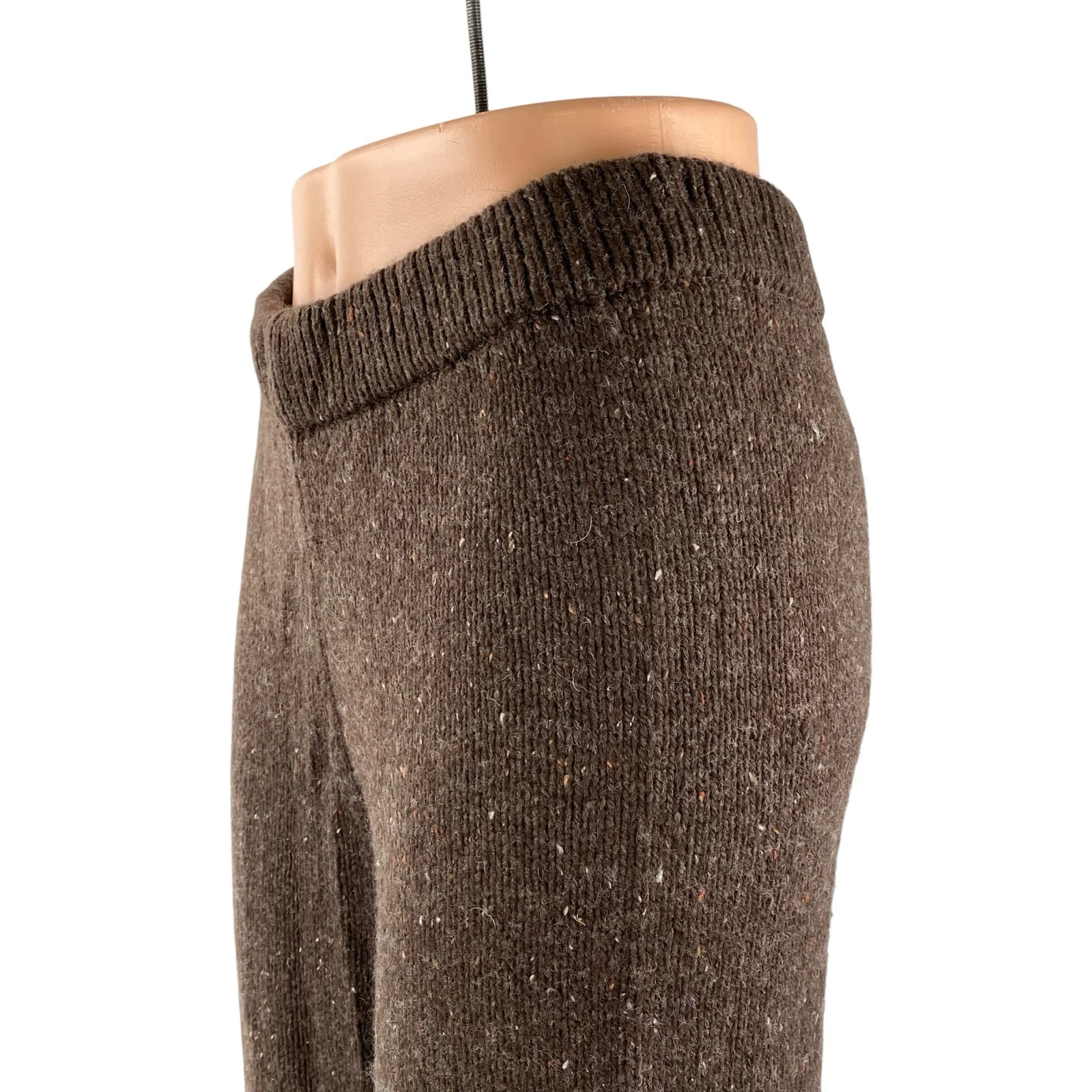 NEW Zara Women's Brown Wool High Rise Knit Wide Leg Baggy Trousers Pants Size S - Image 2
