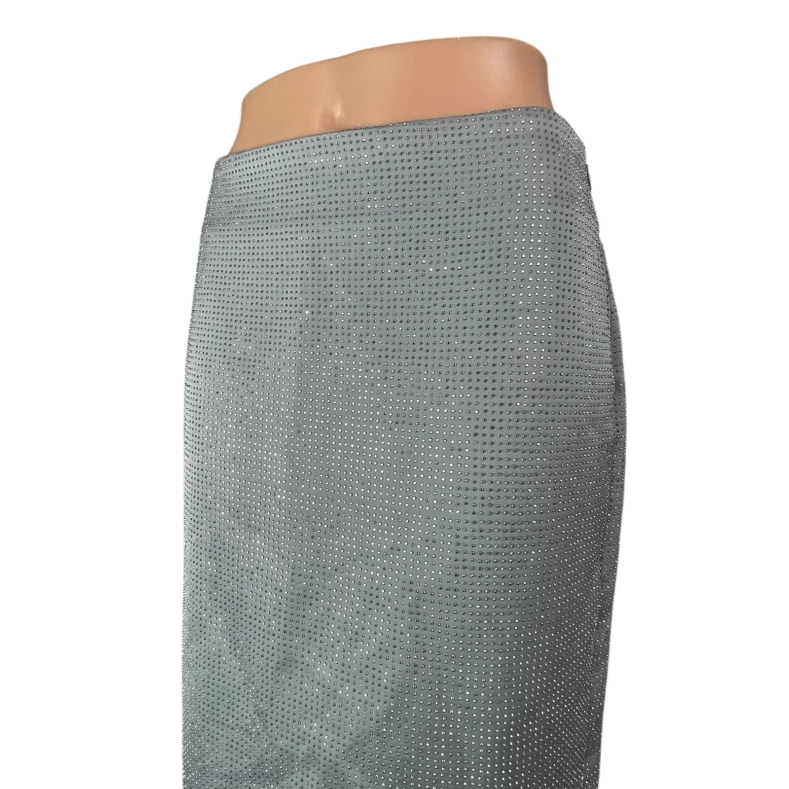 NEW Zara Women's Gary Shimmer Rhinestones Back Slit Maxi Straight Pencil Skirt S - Image 3