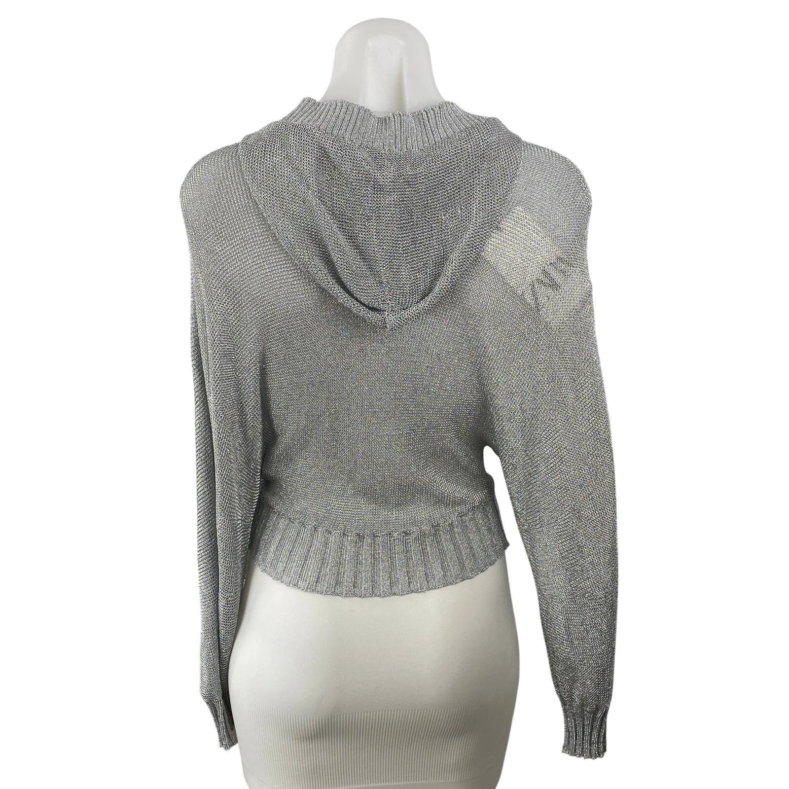 NEW Zara Women's Gray Hoodie Hooded Long Dolman Sleeve Knit Sweater Top Size S - Image 4