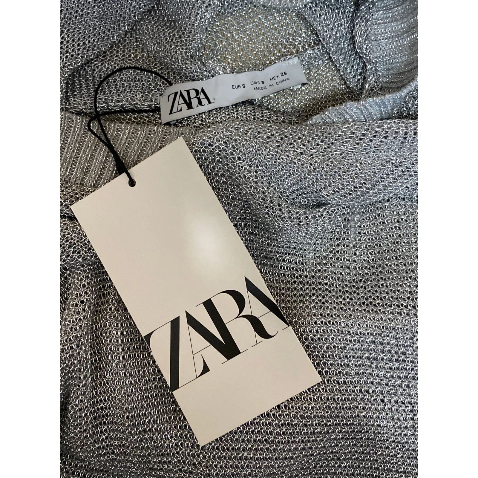 NEW Zara Women's Gray Hoodie Hooded Long Dolman Sleeve Knit Sweater Top Size S - Image 5