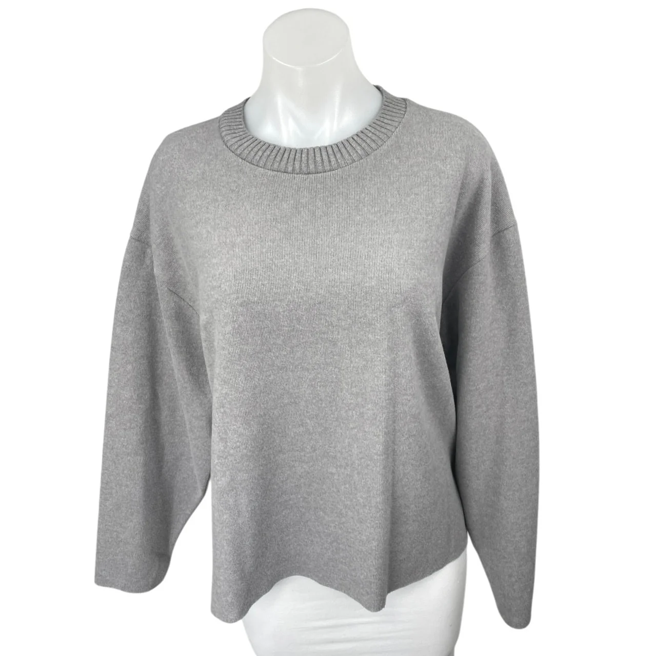 NEW Zara Women's Gray Knit Long Sleeve Crew Neck Pullover Sweater Top Size L