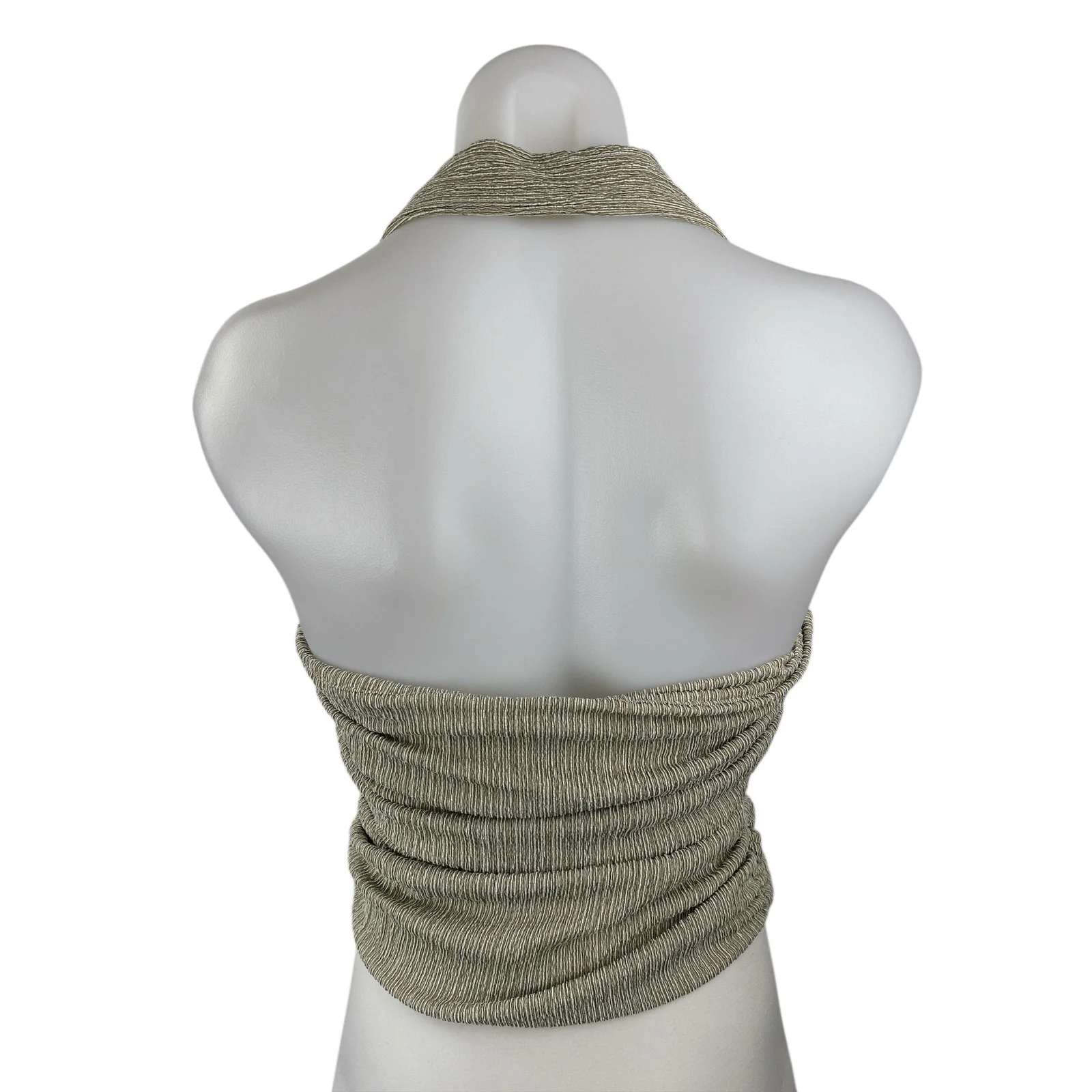NEW Zara Women's Green Textured Sleeveless Halter Neck Slim Fit Crop Tank Top L - Image 2