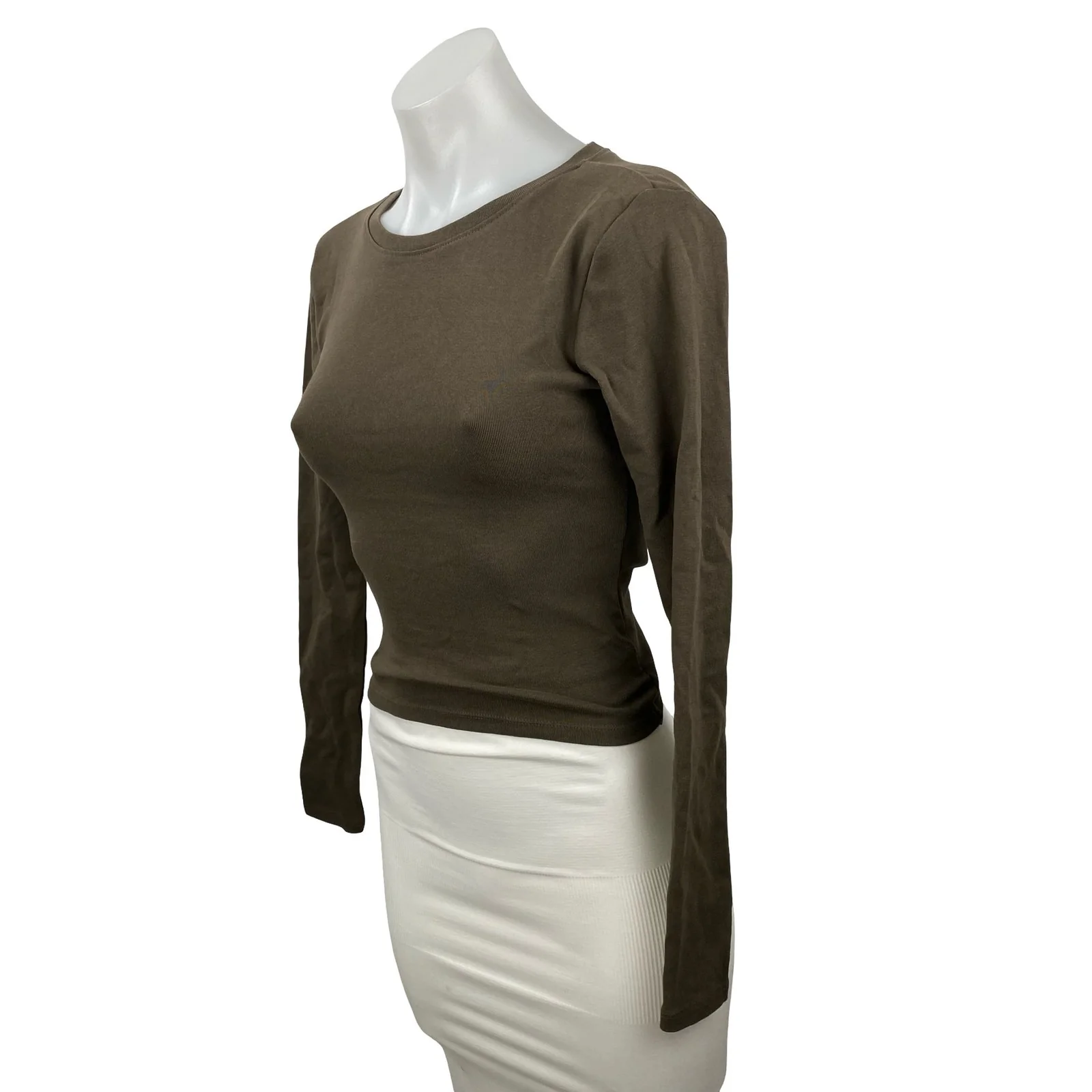 NEW Zara Women's Olive Green Open Back Knit Backless Long Sleeve Crop Top Size S - Image 3