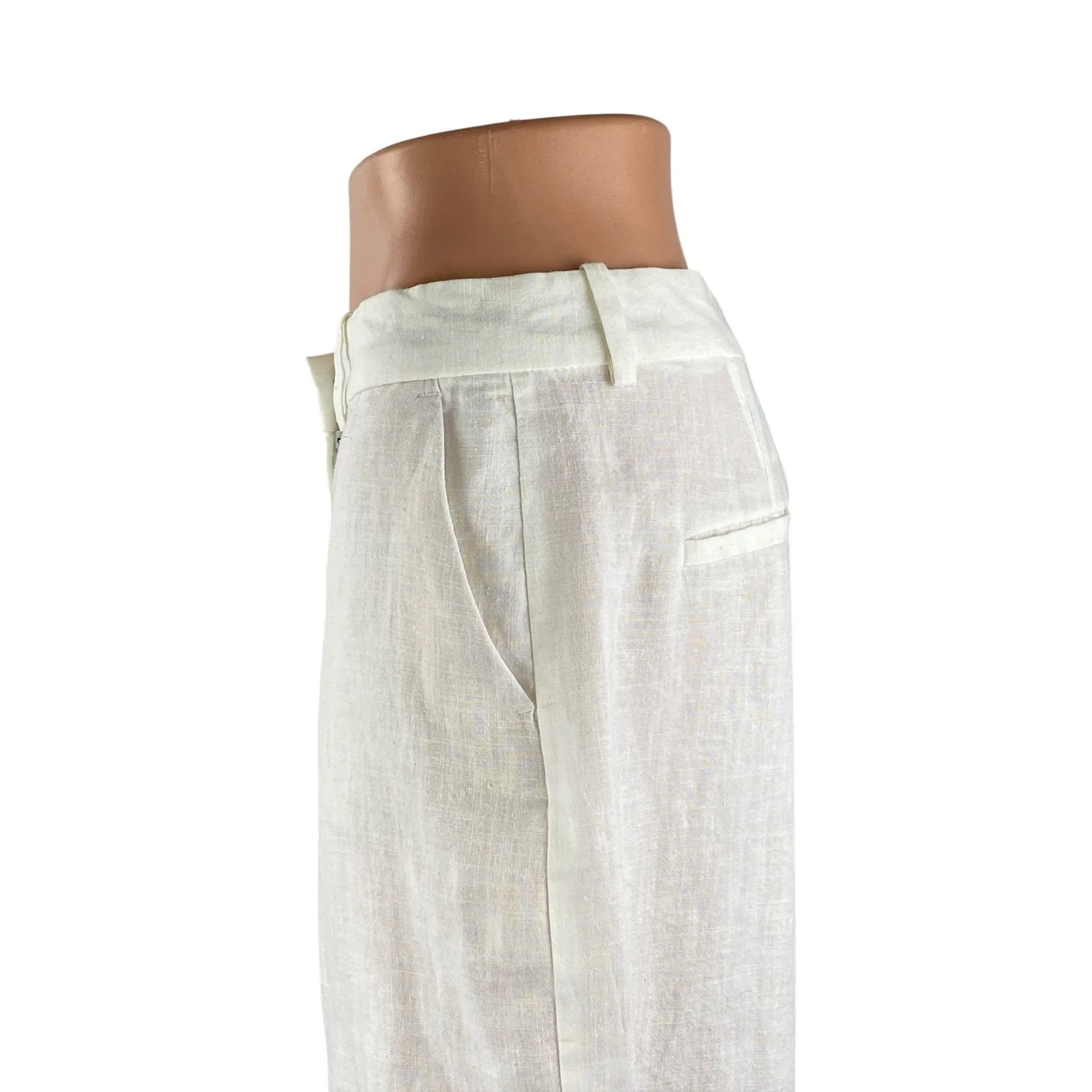 NEW Zara Women's White Floral Embroidered Lace Hem Wide Leg Trousers Pants Sz M - Image 3