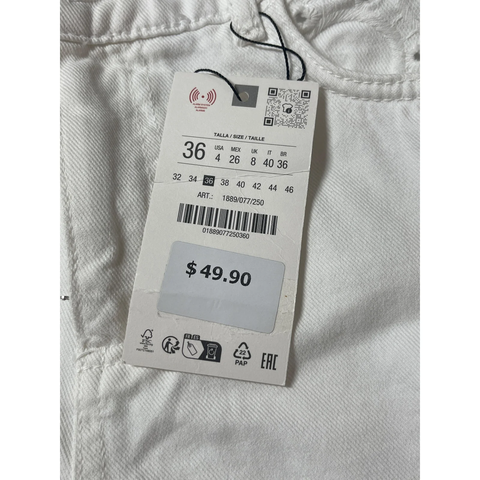 NEW Zara Women's White High Waisted Straight Y2k Mini Denim Jean Shorts Size 4 - Image 6
