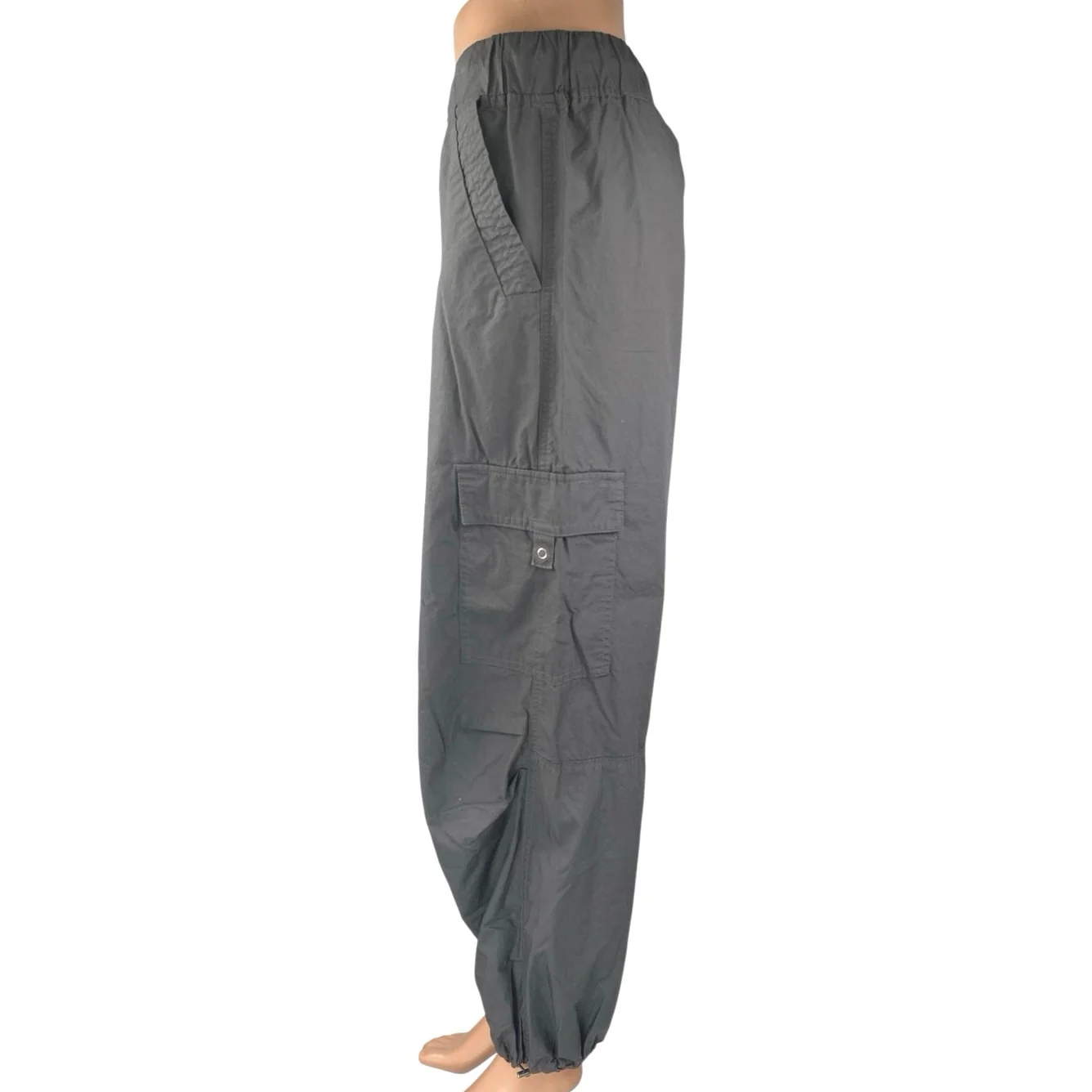 Next Women's Black Drawstring Tapered Wide Leg Windbreaker Jogger Pants Size L - Image 2