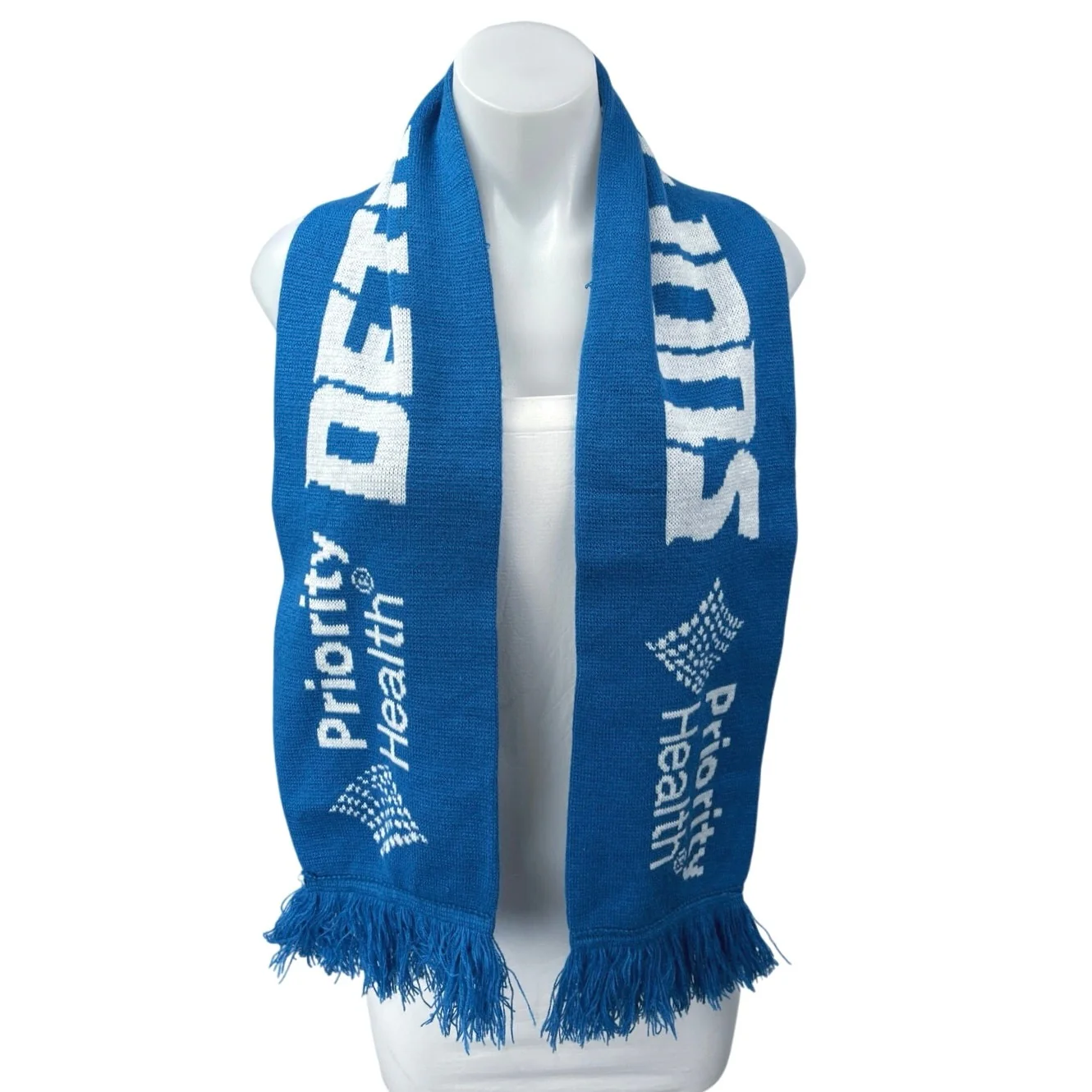 NFL Football Detroit Lions Priority Health Logo Fringe Promotional Wrap Scarf OS - Image 3