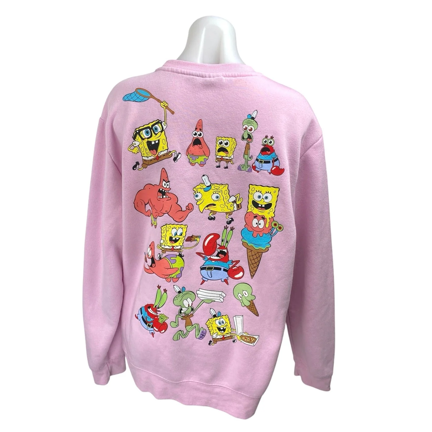 Nickelodeon Pink Spongebob Squarepants Long Sleeve Fleece Sweatshirt Top Size L - Image 2
