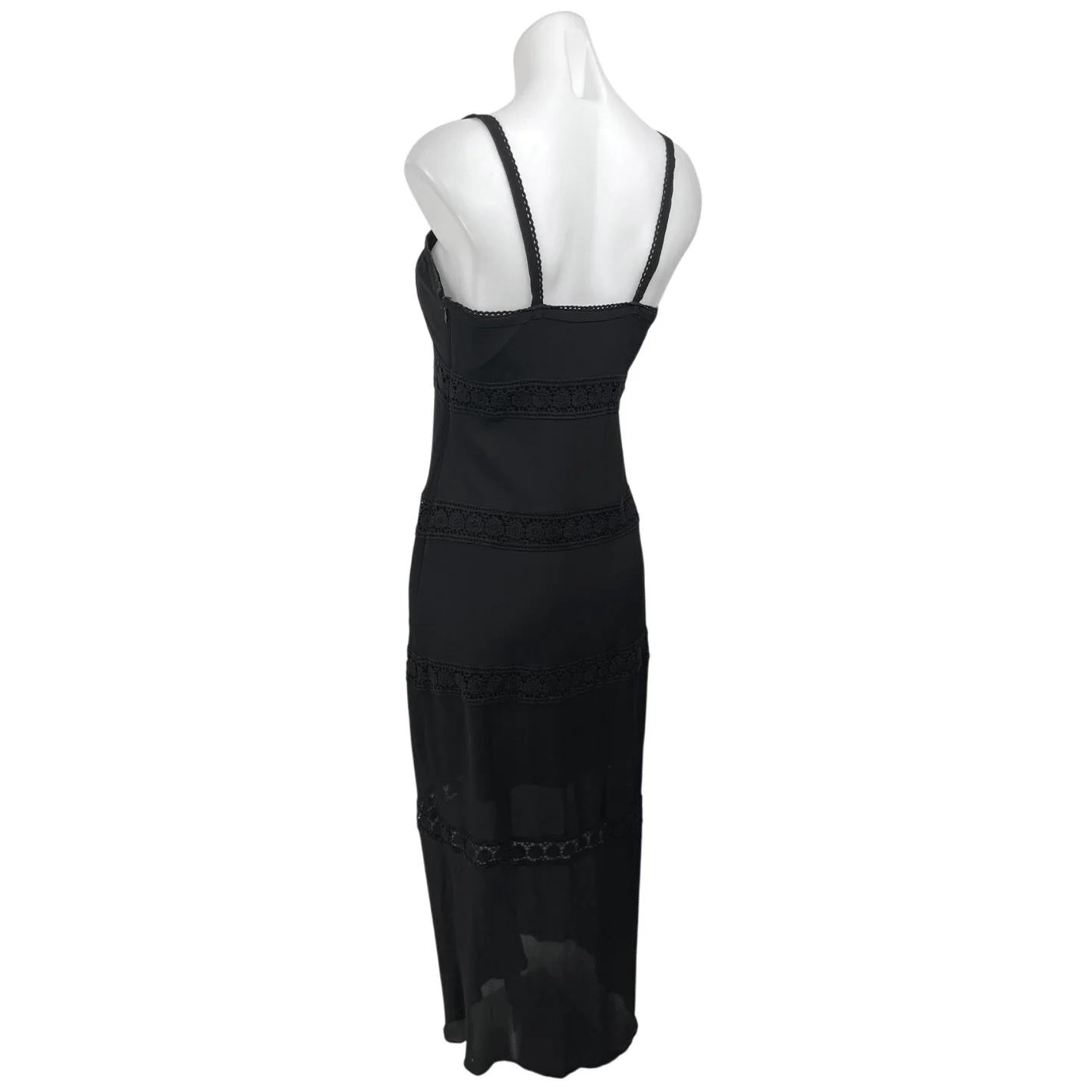 Nicole Miller Artelier Black Floral Lace Sleeveless Camisole Maxi Tank Dress 4 - Image 2