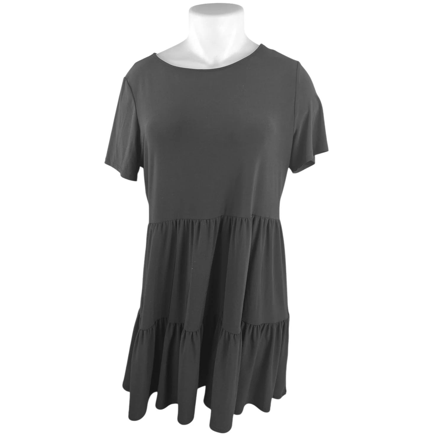 Nicole Miller Women's Black Short Sleeve T Shirt Tiered Mini Dress Size XL
