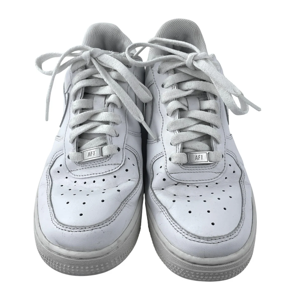 Nike Air Force 1 Women's White Leather Low Top Lace Up Athletic Sneakers Shoes 8 - Image 2