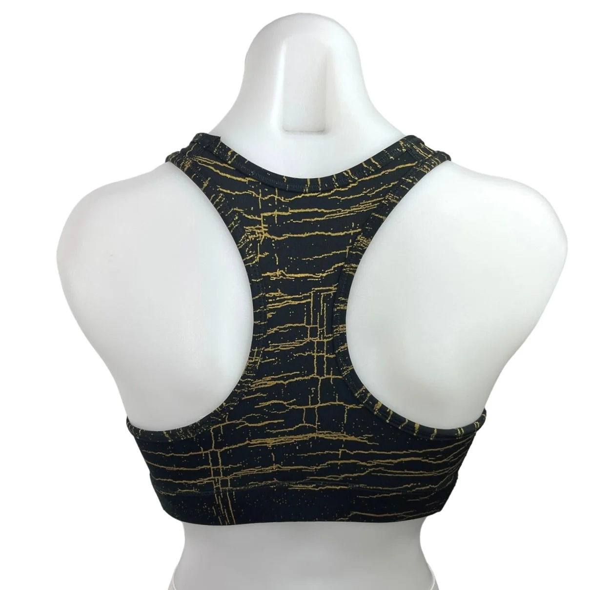 Nike Black Metallic Gold Logo Scoop Neck Racerback Athletic Sports Bra Size M - Image 2