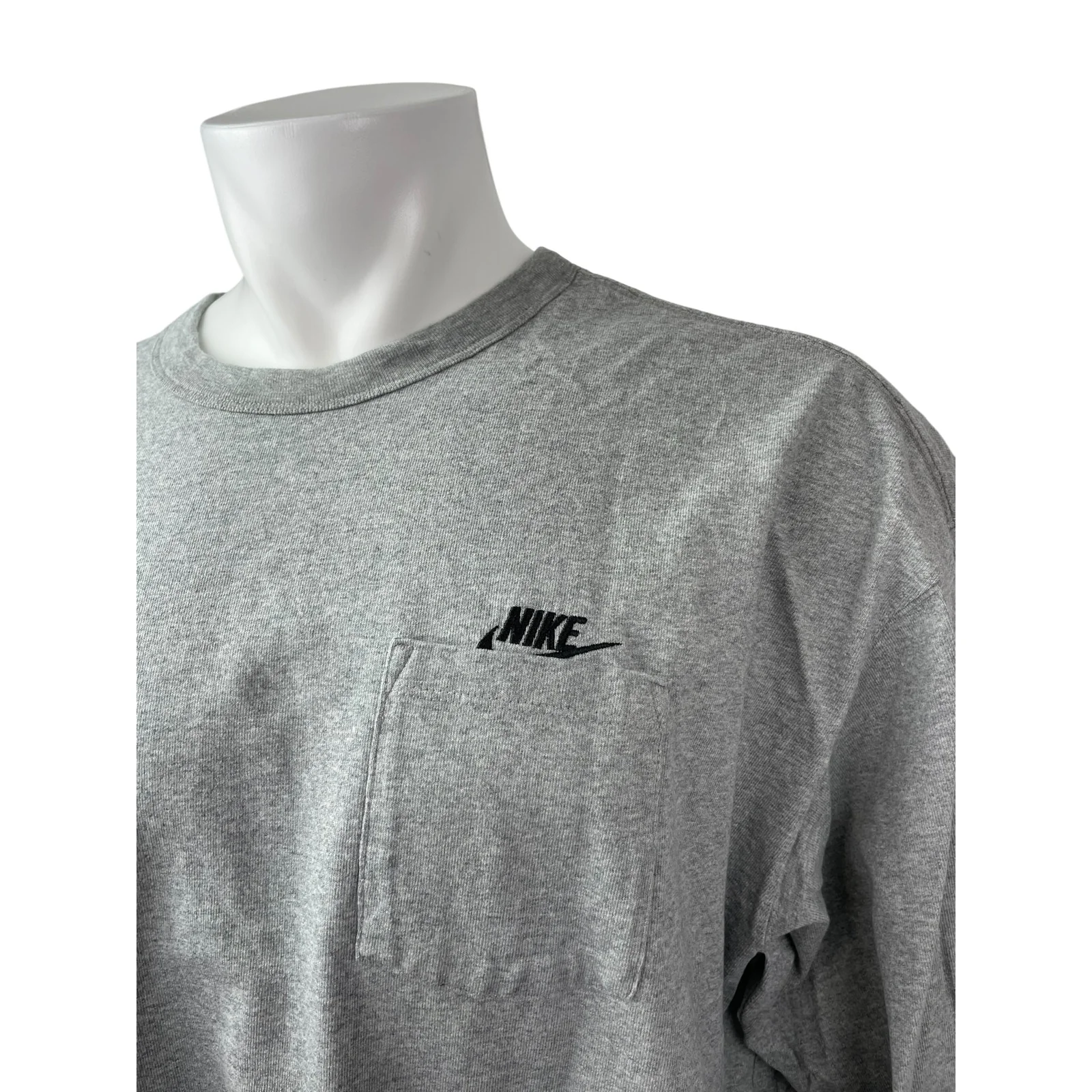 Nike Men's Gray Logo Embroidered Long Sleeve Pocket T Shirt Tee Top Size XXL - Image 3