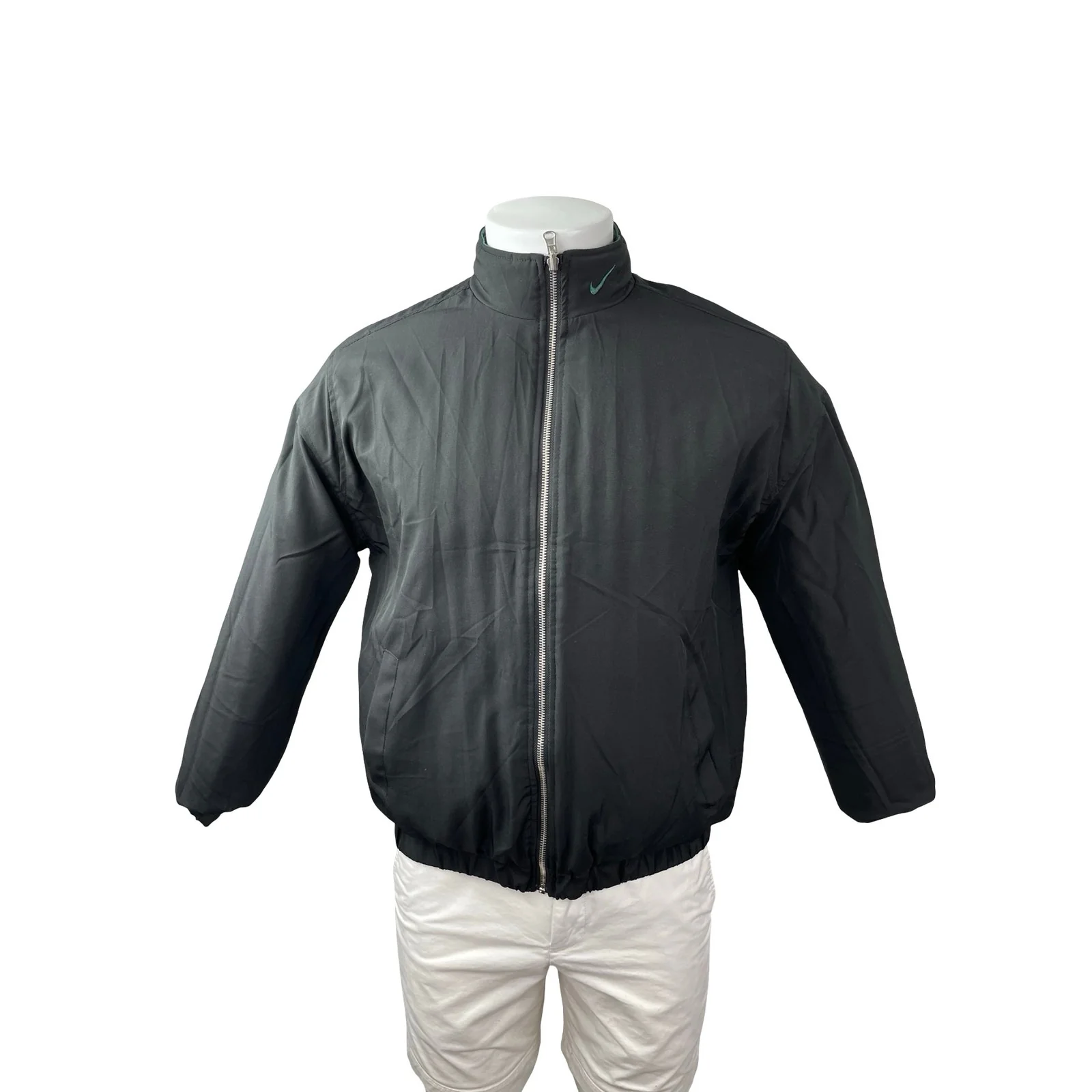 Nike Men's Green Black Reversible Quilted 90s Puffer Full Zip Coat Jacket Size S - Image 6