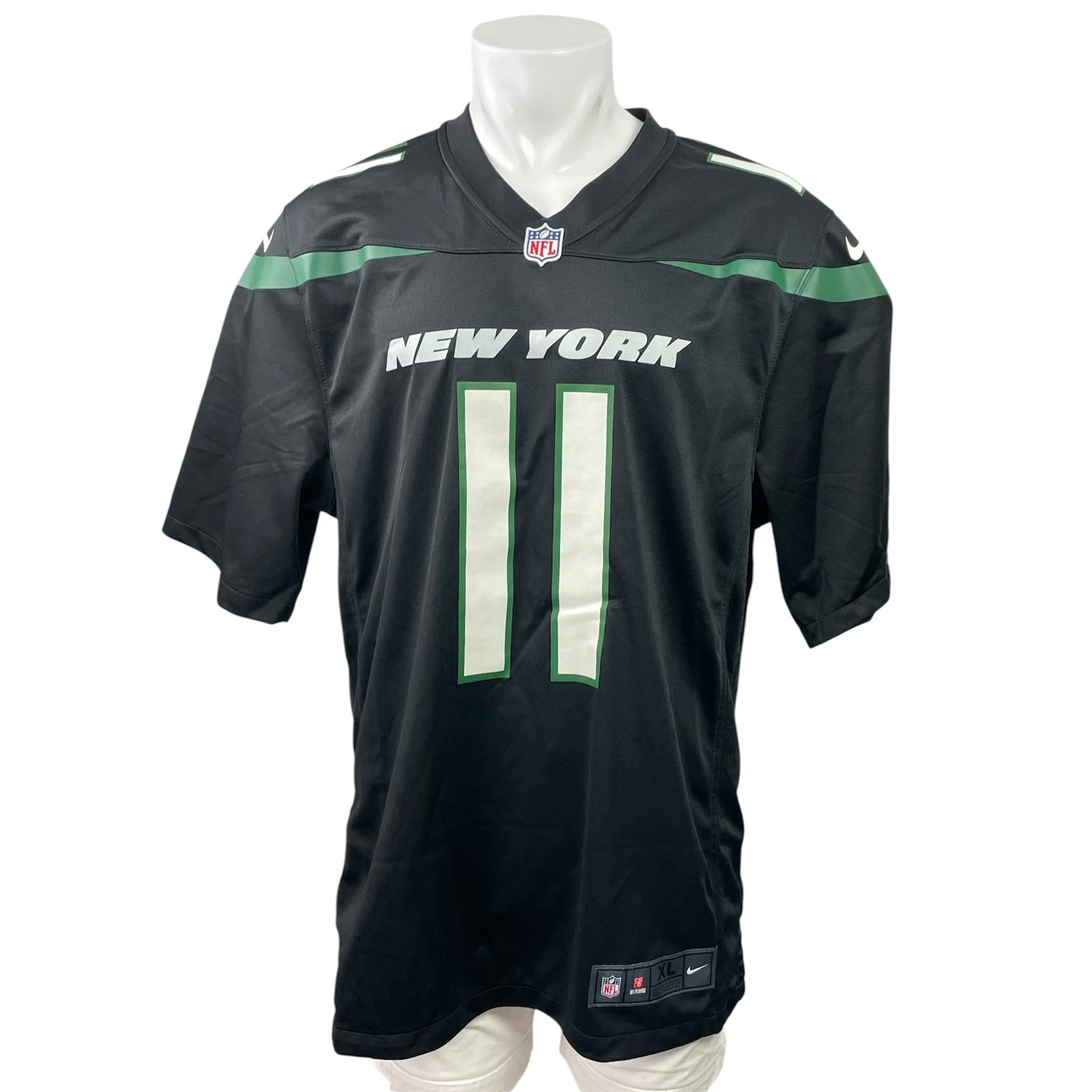 Nike New York Jets Denzel Mims #11 NFL Black Short Sleeve Game Jersey Top Sz XL