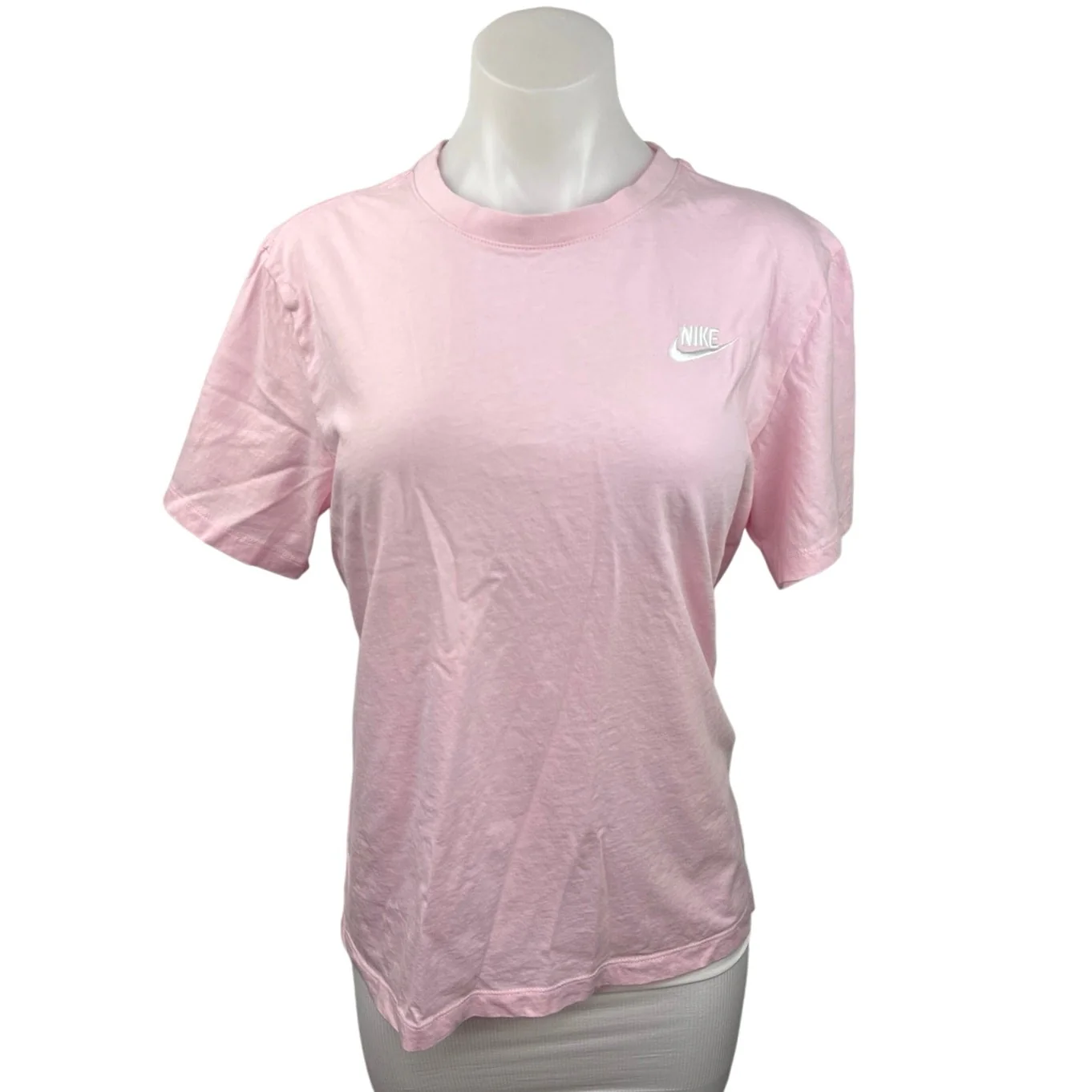 Nike Pink Embroidered Logo Crew Neck Athleisure Basic T Shirt Tee Top Size M