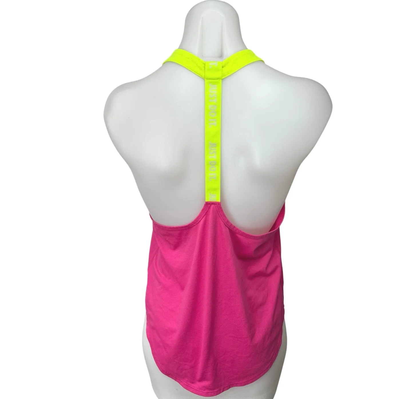 Nike Pink Yellow Sleeveless Racerback Scoop Neck Yoga Athletic Tank Top Size S - Image 2