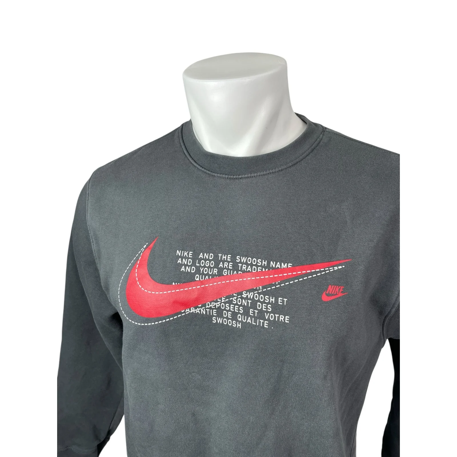 Nike Sportswear Swoosh Fleece Crew Graphic Activewear Athletic Sweatshirt Top M - Image 2