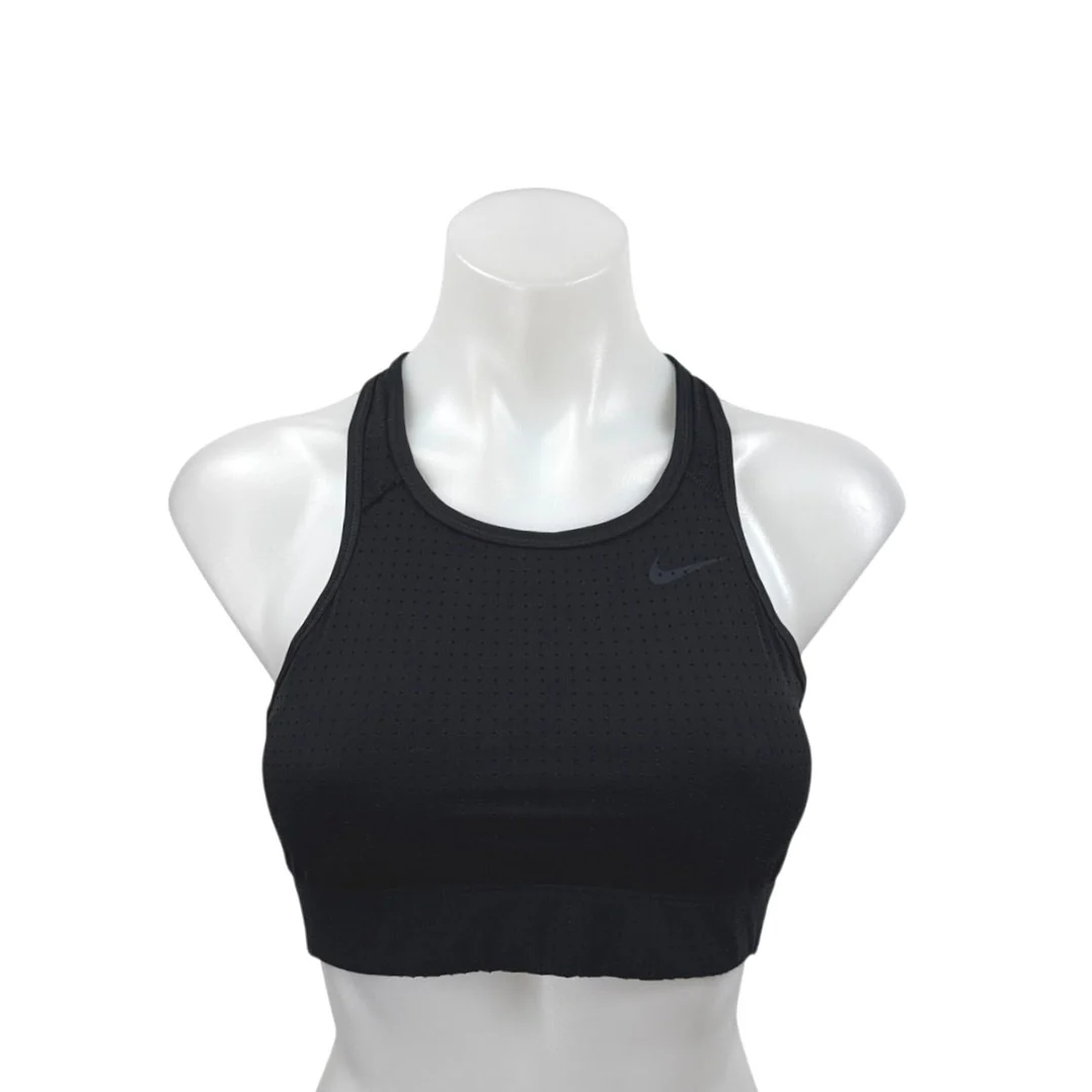 Nike Women's Black Classic Cross Back Sleeveless Logo Sports Bra Crop Tank Top S