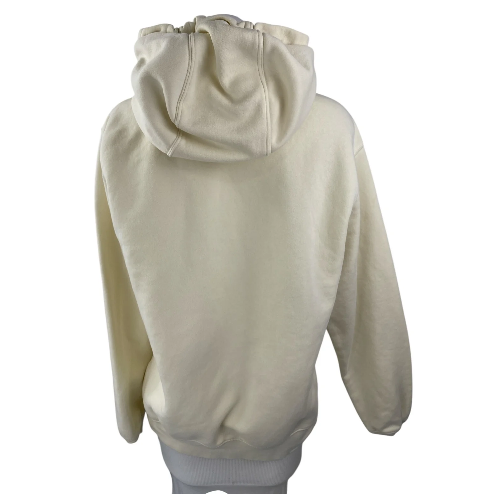 Nike Women's Cream Embroidered Logo Swoosh Hoodie Hooded Sweatshirt Top Size M - Image 2