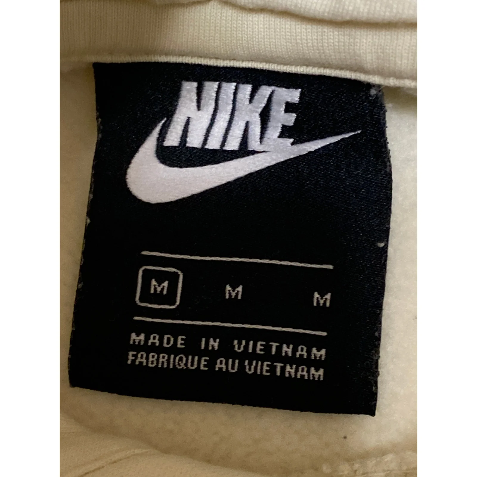Nike Women's Cream Embroidered Logo Swoosh Hoodie Hooded Sweatshirt Top Size M - Image 3